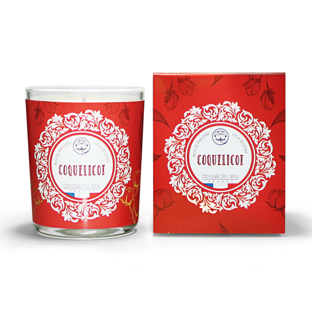 Bougie 180g Coquelicot Meche Coton